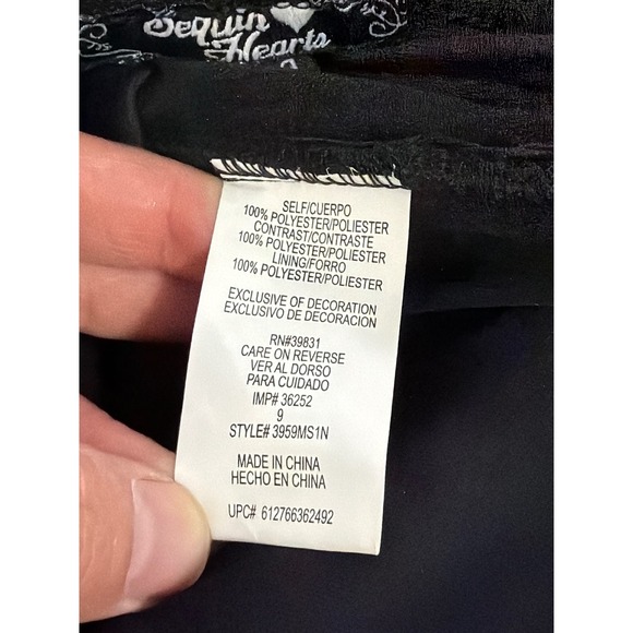 Sequin Hearts Black Strapless Beaded Sequin Party Dress Size 9 Empire Waist - Picture 9 of 9